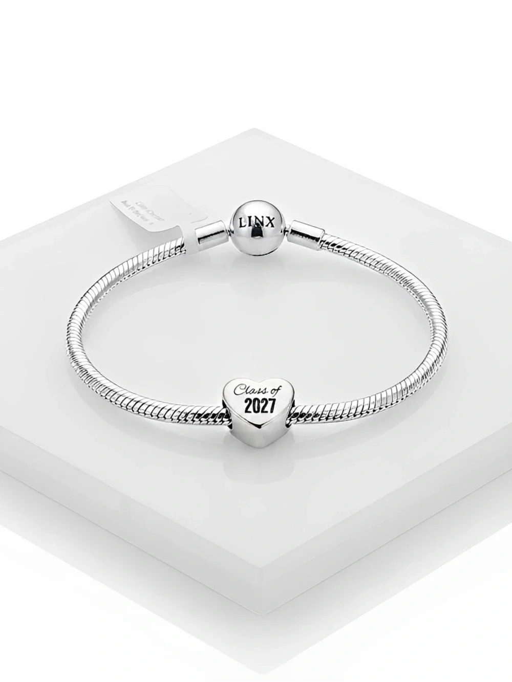 Linx Snake Chain Bracelet with Class of 2027 Graduation Heart Charm